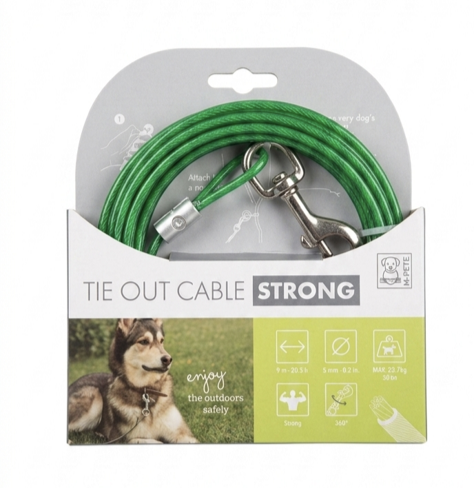 unnamed (2) M-Pets Tie Out Cable Strong 9m - Συρματόσχοινο Πρόσδεσης Σκύλου (Πράσινο) - Image 1